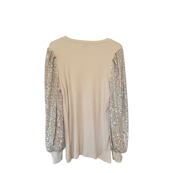 NWOT Torrid Top 10 Rib Crew Neck Sequin Long Sleeve Top Champagne Gold - Picture 5 of 10